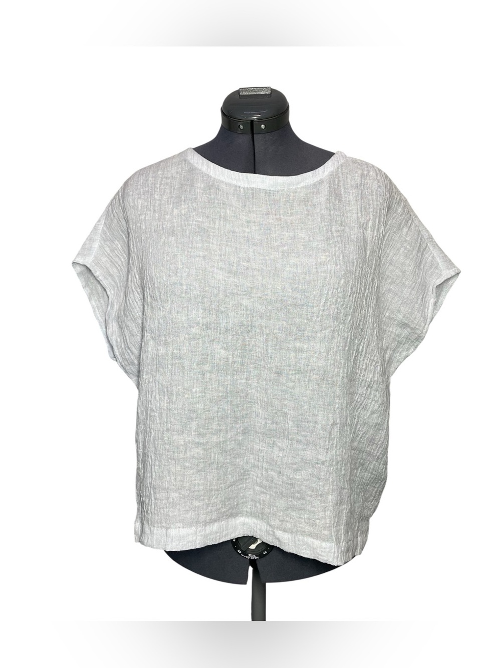 NEW Tahari Mix n Match Linen Boxy Top Size Large L Light Blue Button Back NWT